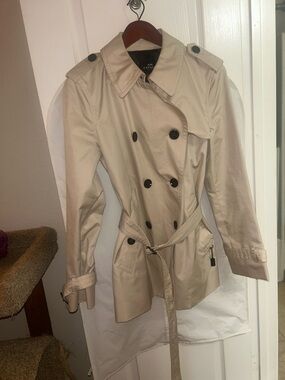 Coach Beige Double-Breasted Trench Coat with Belt